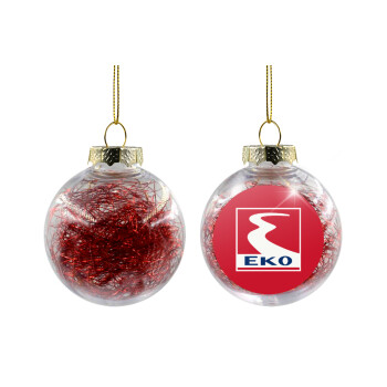 Πρατήριο καυσίμων EKO, Χριστουγεννιάτικη μπάλα δένδρου διάφανη με κόκκινο γέμισμα 8cm