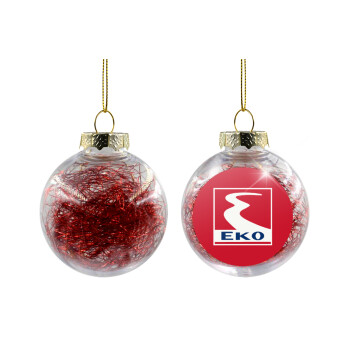 Πρατήριο καυσίμων EKO, Transparent Christmas tree ball ornament with red filling 8cm