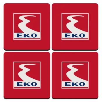 Πρατήριο καυσίμων EKO, ΣΕΤ 4 Σουβέρ ξύλινα τετράγωνα (9cm)