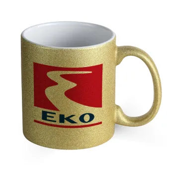 Πρατήριο καυσίμων EKO, Κούπα Χρυσή Glitter που γυαλίζει, κεραμική, 330ml