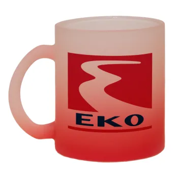 Πρατήριο καυσίμων EKO, Κούπα γυάλινη δίχρωμη με βάση το κόκκινο ματ, 330ml