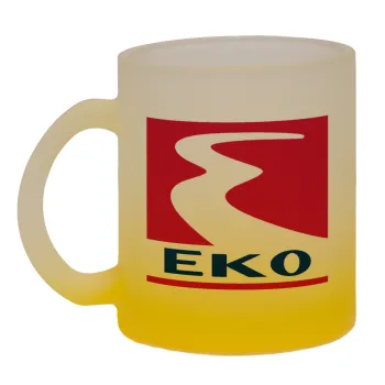 Πρατήριο καυσίμων EKO, Κούπα γυάλινη δίχρωμη με βάση το κίτρινο ματ, 330ml