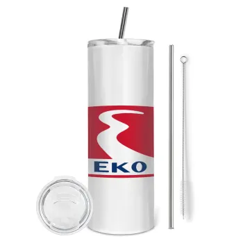 Πρατήριο καυσίμων EKO, Tumbler ποτήρι θερμό από ανοξείδωτο ατσάλι 600ml, με μεταλλικό καλαμάκι & βούρτσα καθαρισμού