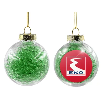 Πρατήριο καυσίμων EKO, Στολίδι Χριστουγεννιάτικη μπάλα δένδρου διάφανη με πράσινο γέμισμα 8cm