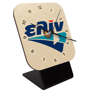 Πρατήριο καυσίμων ΕΛΙΝ, Quartz Table clock in natural wood (10cm)
