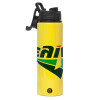 Metallic water bottle with safety lid, 850ml aluminum