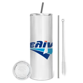 Πρατήριο καυσίμων ΕΛΙΝ, Tumbler stainless steel 600ml, with metal straw & cleaning brush