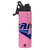 Metallic water bottle with safety lid, 850ml aluminum