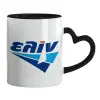 Mug heart black handle, ceramic, 330ml