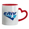 Mug heart red handle, ceramic, 330ml