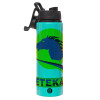 Metallic water bottle with safety lid, 850ml aluminum