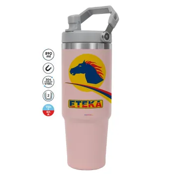 Πρατήριο καυσίμων ETEKA, Pink color, 890ml (30oz) stainless Steel Tumbler with Handle