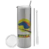 Tumbler stainless steel Silver 600ml, with metal straw & cleaning brush