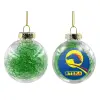 Transparent Christmas tree ball ornament with green filling 8cm