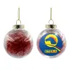 Transparent Christmas tree ball ornament with red filling 8cm