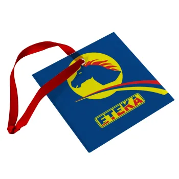 Πρατήριο καυσίμων ETEKA, Christmas ornament, glass square ornament 9x9cm