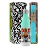 Easter Set, Metallic green/white thermos (Stainless steel), double-walled, 500ml & scented flat Easter candle (30cm) (TURQUOISE)
