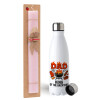 Easter Set, metallic stainless steel water bottle (750ml) & scented flat Easter candle (30cm) (PINK)
