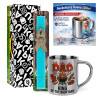 Easter Set, metallic thermal cup (300ml) & aromatic flat Easter candle (30cm) (TURQUOISE)