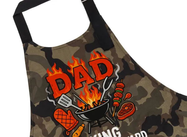 DAD "King of the Backyard" — Chef's cooking apron with pockets, cotton, camouflage (adult, 100% cotton)