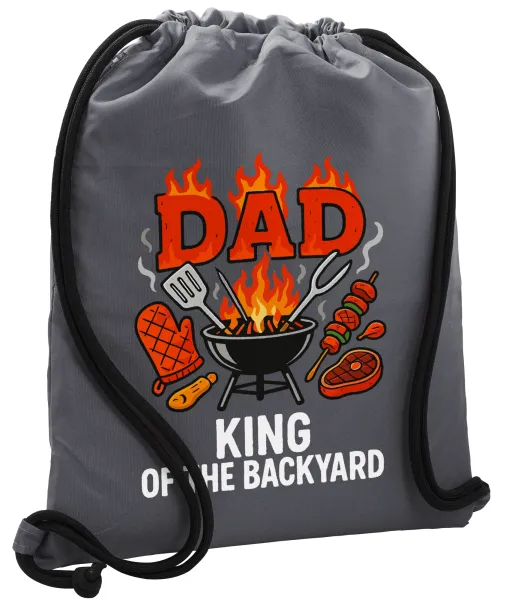 DAD "King of the Backyard" — Τσάντα πλάτης πουγκί GYMBAG ΓΚΡΙ, με τσέπη (40x48cm) & χονδρά κορδόνια