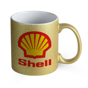 Πρατήριο καυσίμων SHELL, Κούπα Χρυσή Glitter που γυαλίζει, κεραμική, 330ml