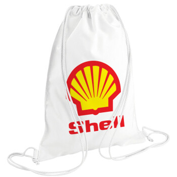 Πρατήριο καυσίμων SHELL, Τσάντα πλάτης πουγκί GYMBAG λευκή (28x40cm)