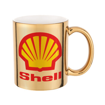 Πρατήριο καυσίμων SHELL, Mug ceramic, gold mirror, 330ml
