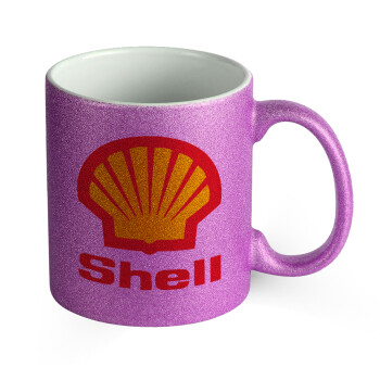 Πρατήριο καυσίμων SHELL, Κούπα Μωβ Glitter που γυαλίζει, κεραμική, 330ml