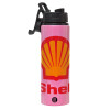 Metallic water bottle with safety lid, 850ml aluminum
