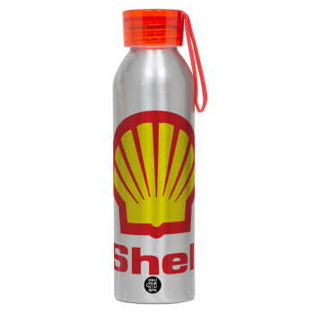 Πρατήριο καυσίμων SHELL, Aluminum Sports Bottle 650ml – Silver with Red Cap and Silicone Strap