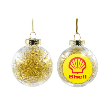 Πρατήριο καυσίμων SHELL, Χριστουγεννιάτικη μπάλα δένδρου διάφανη με χρυσό γέμισμα 8cm