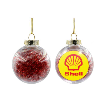 Πρατήριο καυσίμων SHELL, Χριστουγεννιάτικη μπάλα δένδρου διάφανη με κόκκινο γέμισμα 8cm