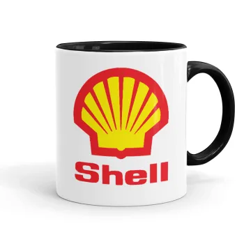 Πρατήριο καυσίμων SHELL, Κούπα χρωματιστή μαύρη, κεραμική, 330ml