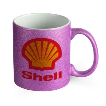 Πρατήριο καυσίμων SHELL, Κούπα Μωβ Glitter που γυαλίζει, κεραμική, 330ml