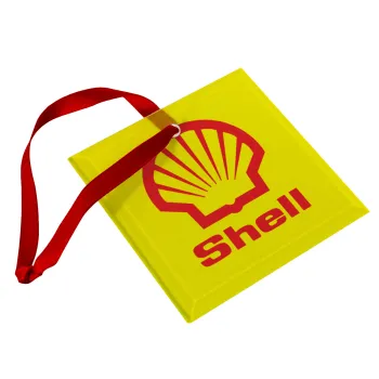 Πρατήριο καυσίμων SHELL, Στολίδι Χριστουγεννιάτικο στολίδι γυάλινο τετράγωνο 9x9cm