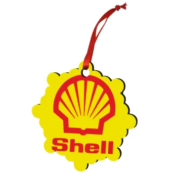 Πρατήριο καυσίμων SHELL, Christmas ornament snowflake wooden 7.5cm