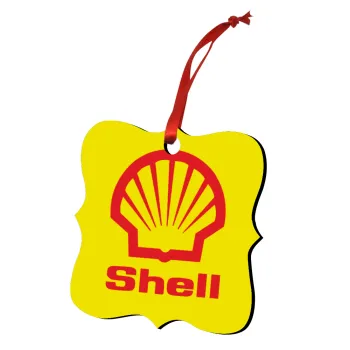 Πρατήριο καυσίμων SHELL, Στολίδι Χριστουγεννιάτικο στολίδι polygon ξύλινο 7.5cm