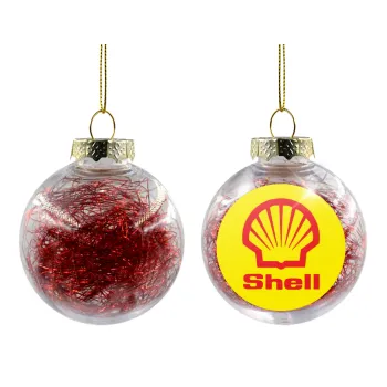Πρατήριο καυσίμων SHELL, Transparent Christmas tree ball ornament with red filling 8cm