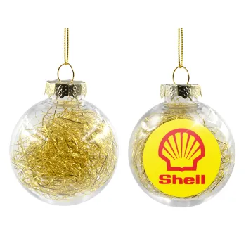 Πρατήριο καυσίμων SHELL, Στολίδι Χριστουγεννιάτικη μπάλα δένδρου διάφανη με χρυσό γέμισμα 8cm
