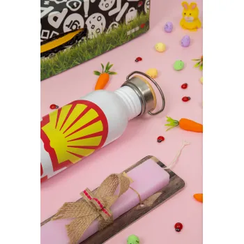 Πρατήριο καυσίμων SHELL, Πασχαλινή Λαμπάδα με παγούρι μεταλλικό (620ml, stainless steel) & κερί αρωματικό πλακέ (30cm) (ΡΟΖ)