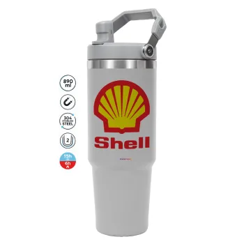 Πρατήριο καυσίμων SHELL, GREY color, 890ml (30oz) stainless Steel Tumbler with Handle
