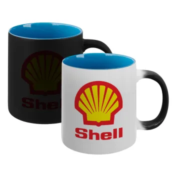 Πρατήριο καυσίμων SHELL, Κούπα Μαγική εσωτερικό μπλε, κεραμική 330ml που αλλάζει χρώμα με το ζεστό ρόφημα