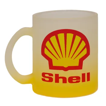 Πρατήριο καυσίμων SHELL, Κούπα γυάλινη δίχρωμη με βάση το κίτρινο ματ, 330ml