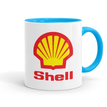 Πρατήριο καυσίμων SHELL, Mug colored light blue, ceramic, 330ml