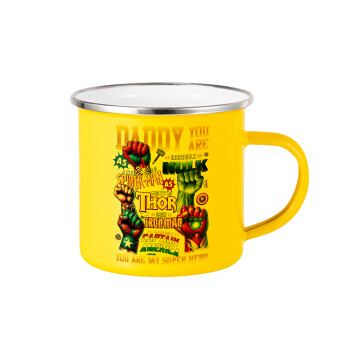 Daddy You Are my Hero, Yellow Enamel Metallic Cup 360ml