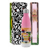 Easter Set, Metallic pink/white (Stainless steel) thermos, double-walled, 500ml & aromatic flat Easter candle (30cm) (PINK)
