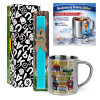 Easter Set, metallic thermal cup (300ml) & aromatic flat Easter candle (30cm) (TURQUOISE)