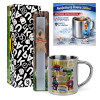 Easter Set, metallic thermal cup (300ml) & Easter aromatic flat candle (30cm) (GRAY)