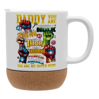 Daddy You Are my Hero, Κούπα, κεραμική με βάση φελού και καπάκι (ΜΑΤ), 330ml